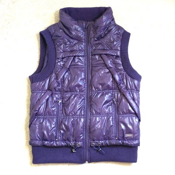 Calvin Klein Performance Quilted Puffer Vest Wmn's Sz S Purple Full Zip Pockets - Picture 11 of 12